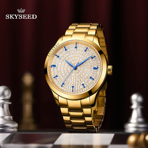 นาฬิกาข้อมือผู้ชาย SKYSEED รุ่น Diamond Starry Gold ขนาด 32 มม. หน้าปัดคริสตัล สายสแตนเลสสตีลขนาด 20 มม. เครื่องนำเข้า ดีไซน์หรูหราสำหรับธุรกิจ - Product Image 3