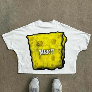 Camiseta Y2K Streetwear Vintage al por Mayor para Hombre, Camiseta con Hombros Caídos, Cuello Grueso, Corte Holgado de 2 Paneles, Estilo Cuadrado, OEM - Product Image 2