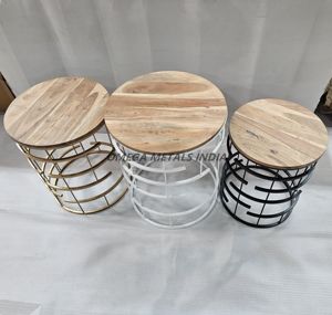 Modern <b>Round</b> Coffee <b>Tables</b> with Openwork Design 2 Pcs <b>Gold</b> Colored Metal Frame and Matching <b>Round</b> Top for Contemporary Spaces - Product Image 2