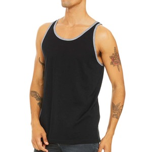 100% Cotton <b>Black</b> Breathable Wholesale Unisex Premium <b>Black</b> Jersey Tank Top - Product Image 5