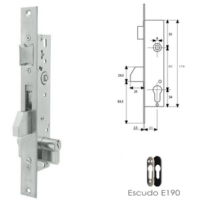 Serratura Tesa 2210/20/3NI con Scudo di Sicurezza E190 - Product Image 2
