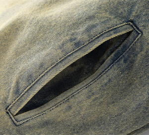 Chaqueta bomber vaquera personalizada lavada con ácido Vintage para hombre, ropa de calle bordada de retazos con cremallera para tela de lona acabada de primavera - Product Image 5