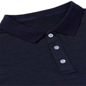 Camiseta de manga corta de talla grande de algodón pesado para hombre con bordado personalizado de alta calidad, Polo azul marino ajustado informal para hombre - Product Image 3