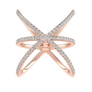 Último diseño 1ct forma redonda laboratorio crecido diamante entrecruzado anillo de compromiso VS claridad EF Color en oro de 14K para joyería de mujer - Product Image 5