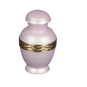 Urne souvenir de crémation en laiton de haute qualité avec bande gravée en or noir et couleur blanche finie pour les cendres humaines-Fourniture funéraire - Product Image 3