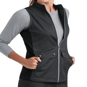 Gilets de travail pour femmes de haute qualité, uniformes d'hôpital personnalisés OEM, fermeture éclair, faible MOQ, tissu en tricot extensible respirant, aiguille - Product Image 5