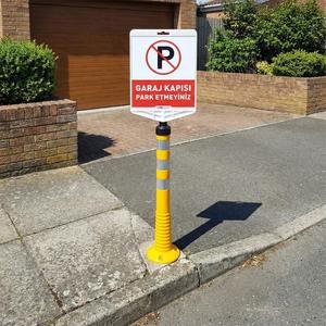 Juego de delimitadores amarillos de doble cara para puerta de garaje, tipo señalización de prohibido estacionar - Product Image 2