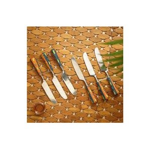 Argenterie en acier inoxydable Couverts de haute qualité avec manche en bois martelé imprimé Sets de couteaux à couverts de luxe - Product Image 1