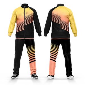 Chándales de fútbol de rayas sublimadas para hombre, chándal transpirable de poliéster de manga larga con cremallera, chándal de 2 piezas - Product Image 3