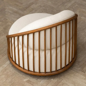 เก้าอี้อาร์มแชร์ทันสมัยพร้อมโครงไม้สักแท้และเบาะกันแดดสำหรับใช้ในห้องนั่งเล่น อพาร์ทเมนต์ และวิลล่า - วัสดุคุณภาพสูง - Product Image 3