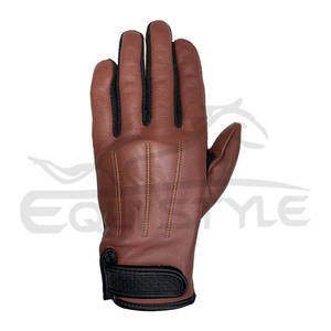 Gants de moto en cuir véritable avec écran tactile de protection des mains Logo personnalisé OEM Wholesale Brown Black Biker Racing Gloves - Product Image 2