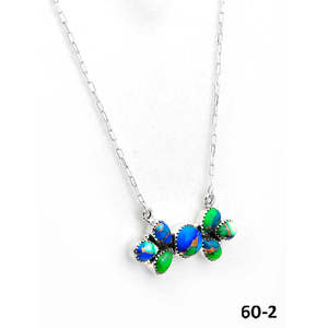 Southwest Handmade Peacock Dahlia <b>Opal</b> <b>Necklace</b> with Sterling Silver Bezel Setting Inlay - Product Image 3