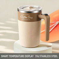 Mug isotherme intelligent Nicebuy en acier inoxydable 316 avec affichage de la température, 450 ml, tasse à café thermique portable, bouteille d'eau de voyage avec couvercle