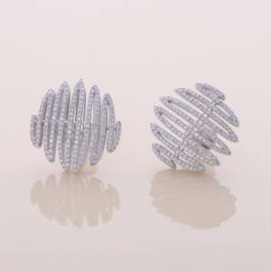 Boucles d'oreilles en diamant de laboratoire, argent sterling 925 massif, diamant rond pavé, bijoux statement - Product Image 2