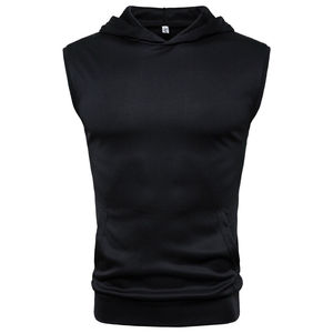 Camisetas sin mangas con capucha para entrenamiento informal personalizadas para hombre, sudaderas térmicas lisas sin mangas con corte muscular y tirantes para culturismo - Product Image 6