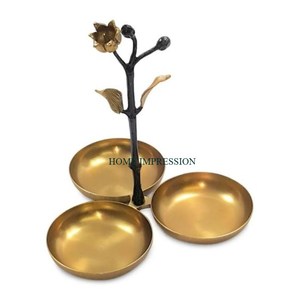 Premium Style Stainless Steel & Aluminium Chip And <b>Dip</b> Bowl Serving Bowl With Gold And <b>Silver</b> Color Handmade Snacks Serving Bowl - Product Image 5
