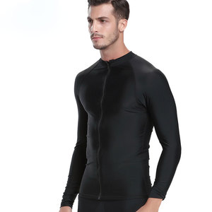 เสื้อโต้คลื่นผ้าลาเท็กซ์สีดำของผู้ชายเสื้อป้องกันแสงแดดมีซิปป้องกันผดผื่นระบายอากาศได้เร็วกันยูวี - Product Image 5