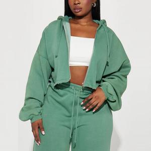 Ensemble 2 pièces sweat à capuche et short pour femme grande taille, hiver, uni, broderie 3D, 100% coton, séchage rapide, écologique, personnalisable, vente en gros - Product Image 3