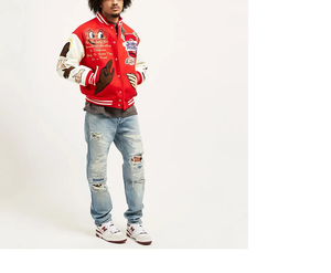 Custom Chenille <b>Patches</b> Men's Varsity <b>Jackets</b> with Stand Collar and Front Logo Breathable Windproof Winter Embroidered Logos - Product Image 1