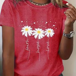 O-cou décontracté femmes coton sérigraphié t-shirt Vintage à manches courtes maillot solide personnalisable mode t-shirt pour dames - Product Image 6