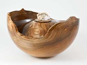 Large Handmade Wooden Cremation <b>Urn</b> Made of Dutch Elm with Quartz for human <b>ashes</b> adult male female large <b>ashes</b> <b>urns</b> - Product Image 5