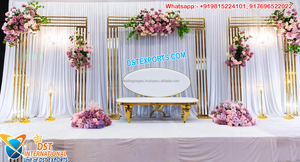 Stand en métal exclusif de scène de mariage asiatique, vente en gros, support de toile de fond en métal pour événement de mariage, nouveau Design, supports en métal pour mariage - Product Image 3