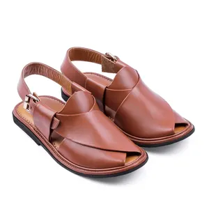 Yetişkin deri sandalet ayarlanabilir kayış yaz ayakkabı erkek geleneksel Peshawari Chappal erkek rahat gezileri sandalet