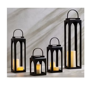 Lanterne en fer de Style marocain de couleur noire avec support lanterne bougeoir décorative pour l'éclairage extérieur de jardin d'intérieur à la maison - Product Image 6