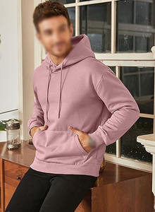 Sweat-shirt à capuche rose pour homme, pull décontracté avec poche avant, confortable et élégant, tissu de haute qualité - Product Image 4