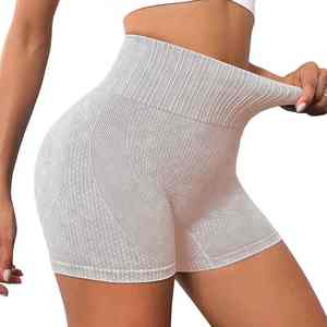 Women's Seamless Knitted Training Yoga <b>Shorts</b> New Fitness Pants with Elastic Waist Casual Style with Logo <b>Decoration</b> PCS-R-50 - Product Image 2