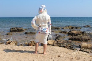 <b>Turkish</b> Muslin Fabric Bathrobe Suitable for Beach Home Hotel Sauna Use Printed Soft Quick Drying Hooded Washable - Product Image 5