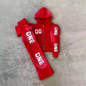 ชุดวอร์มทรงบานผ้าฟลีซคอตตอนวินเทจคุณภาพสูงแบบยูนิเซ็กซ์ สไตล์สตรีทแวร์ ซิปแบบสั่งทำพิเศษ ลุคทำสีเอซิด - Product Image 1