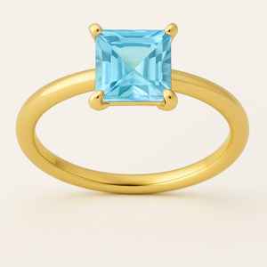 2025 élégant Vintage 14K or massif lunette réglage anneau haute qualité carré coupe bleu topaze pierre précieuse Offre Spéciale pour les mariages - Product Image 2