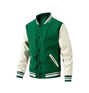 แจ็กเก็ตทีมเบสบอลแขนหนังสำหรับผู้ชายเสื้อแจ็คเก็ตผ้าขนแกะ - Product Image 5