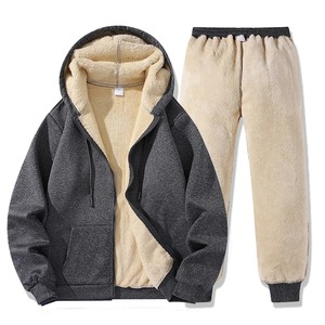 Conjunto de Sudadera con Capucha y Pantalones Deportivos Casuales para Hombre, de Invierno, Ecológico, 100% Algodón, Talla Grande, Personalizable, con Cremallera, Térmico y a la Moda - Product Image 3