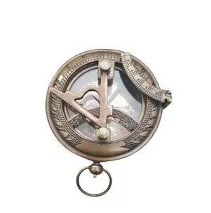 Unique design handmade classic custom Brass Flat Compass & Chain with Leather case Personalized Engraved Antique