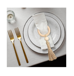 Décorations de table de fête de mariage perles en bois ronds de serviette lot de 4 perles de ferme Boho rond de serviette en bois - Product Image 4