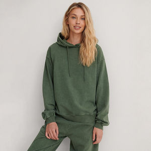 Sweat à capuche oversize pour femme, en coton 100%, lavage à l'acide, poids lourd, doublé en polaire, coupe-vent, streetwear, épaules tombantes, personnalisé - Product Image 5