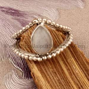 แหวนมูนสโตนสีรุ้งประดับลูกแพร์คลาสสิกทำด้วยมือ925สเตอร์ลิงเงินอัญมณีธรรมชาติสำหรับงานแต่งงานและปาร์ตี้ของขวัญครบรอบ - Product Image 6