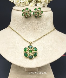 Pendentif et boucles d'oreilles Cz ad Mehandi, SKU AN 206 AK/C-8 - Product Image 1