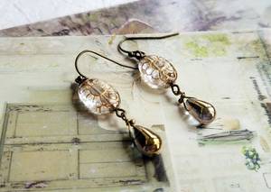 ต่างหูห้อยแก้วสวยเก๋ Boho shabby ทำด้วยมือของขวัญสำหรับเครื่องประดับทันสมัยของเธอ - Product Image 2