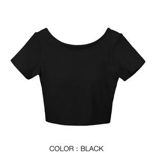 Top corto ajustado a la moda para mujer, camisetas de algodón de secado rápido, Top corto de Color personalizado, pantalones cortos, camisetas cortas con mangas, camisetas OEM - Product Image 5