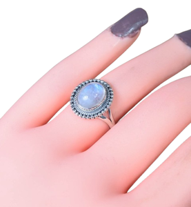 Bijoux pour femmes Bague style bohème en argent sterling 925 Pierre de lune Pierre précieuse Tendance Bague faite à la main Cadeau pour l'amour - Product Image 1