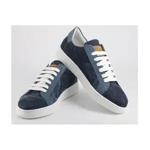 Handmade in Italy High Quality Men's Sneaker with Canvas Genuine Leather Unique Variant with Rubber Sole Italian Production
