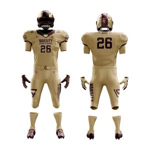 Uniforme de fútbol americano personalizado Vegas Gold para hombres Jersey y pantalones de equipo personalizados sarga transpirable duradero personalizado - Product Image 1