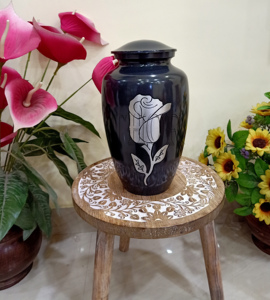 Urna de cremación grande negra para adultos para cenizas humanas: una hermosa urna con estampado de flores rosas para honrar a su ser querido perdido - Product Image 4