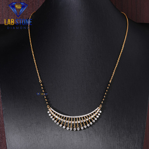 2.104 TDW diamant taille ronde or jaune Mangalsutra par Labstone/Mangalsutra féminin/couleur EF-VS - Product Image 5
