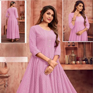 Trendy Rayon Anarkali Kurti Con Chikankari Funciona Perfecto Para Todas Las Ocasiones - Product Image 1