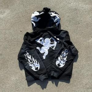 Conjuntos de dos piezas personalizados apliques desgastados logotipo bordado pantalones de chándal joggers chándal acampanado unisex lavado ácido jogging trajes hombres - Product Image 4