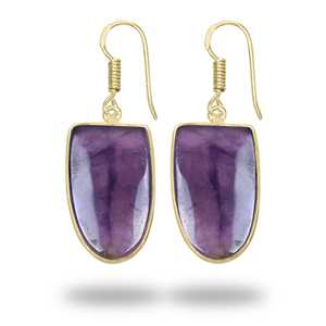 ต่างหูผู้หญิงขายส่ง ต่างหูพลอยอะมีทิสต์ หินประจำเดือนเกิด ของขวัญคริสต์มาส เครื่องประดับทำมือ ต่างหูทองเหลืองชุบเงิน - Product Image 4